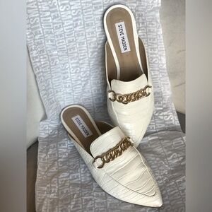 Steve Madden White Mules